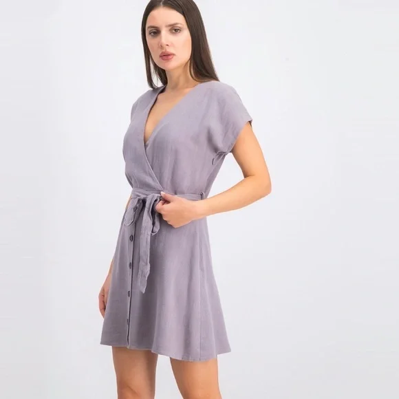 Sadie & Sage Women's Surplice Dress Color: Slate/Light Purple/Gray Size Small - Picture 3 of 11